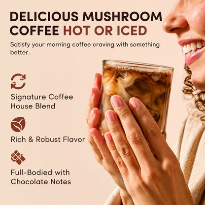 Mushroom Coffee, Dark Roast, Adaptogenic Blend, 30 Servings